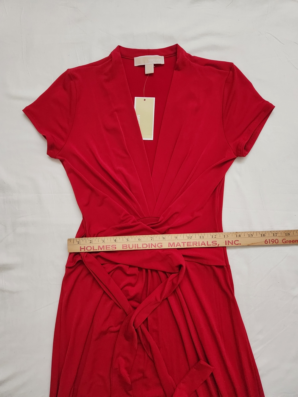 Michael Kors Red High-Low Wrap Whimsical Maxi Dress - Picture 10 of 11